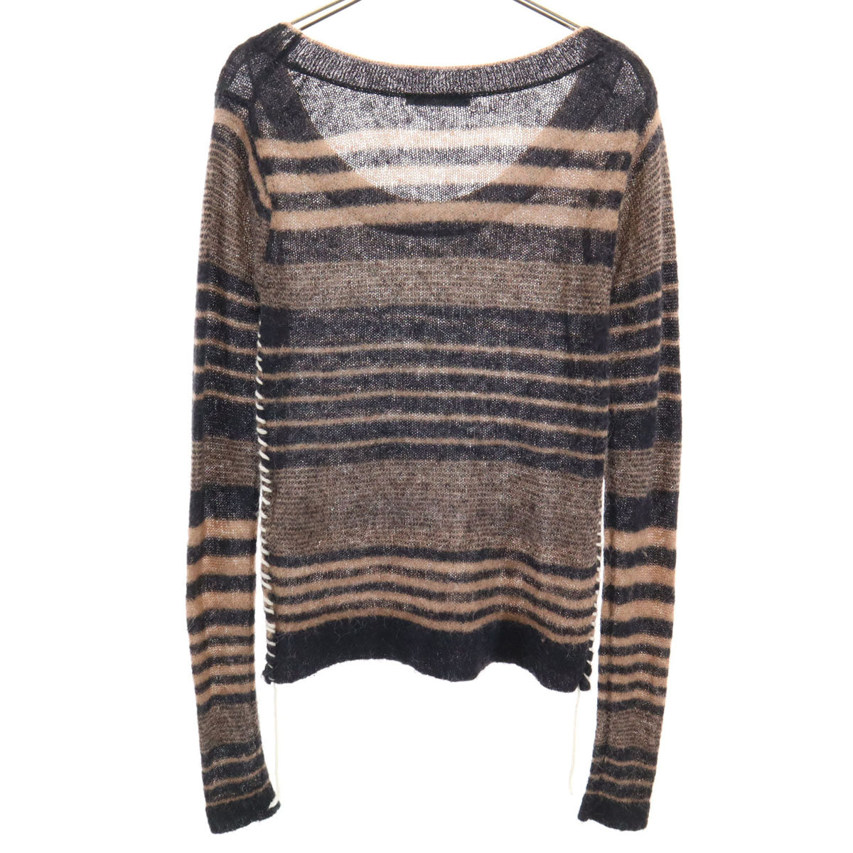 ACNE STUDIOS Striped Long Sleeve Knit Sweater Brown Size XS