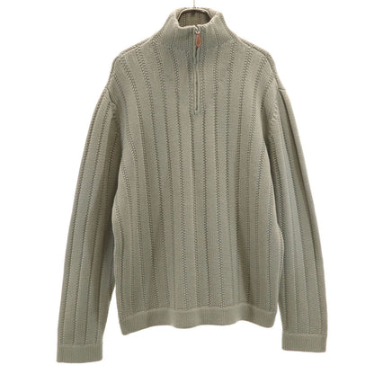 HERMES Italian Half-Zip Knit Sweater Green Size L