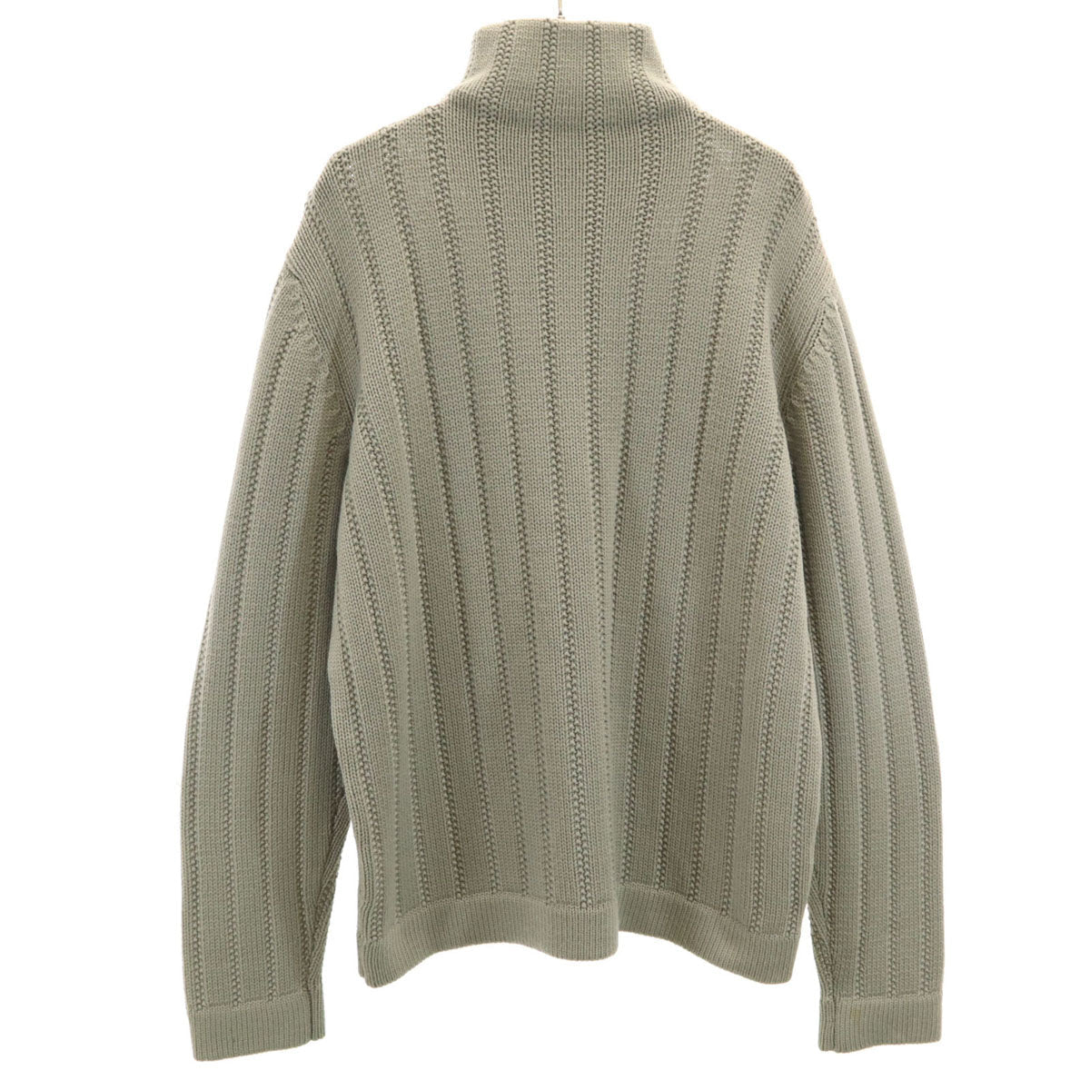 HERMES Italian Half-Zip Knit Sweater Green Size L