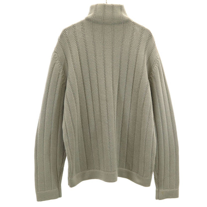 HERMES Italian Half-Zip Knit Sweater Green Size L