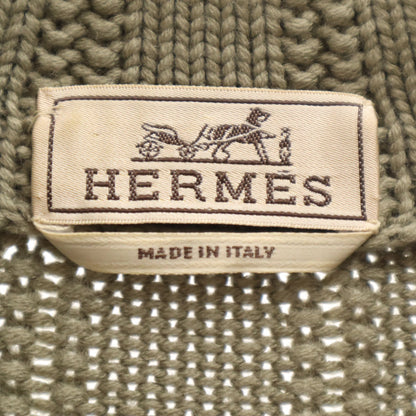HERMES Italian Half-Zip Knit Sweater Green Size L