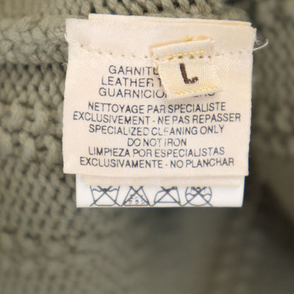 HERMES Italian Half-Zip Knit Sweater Green Size L