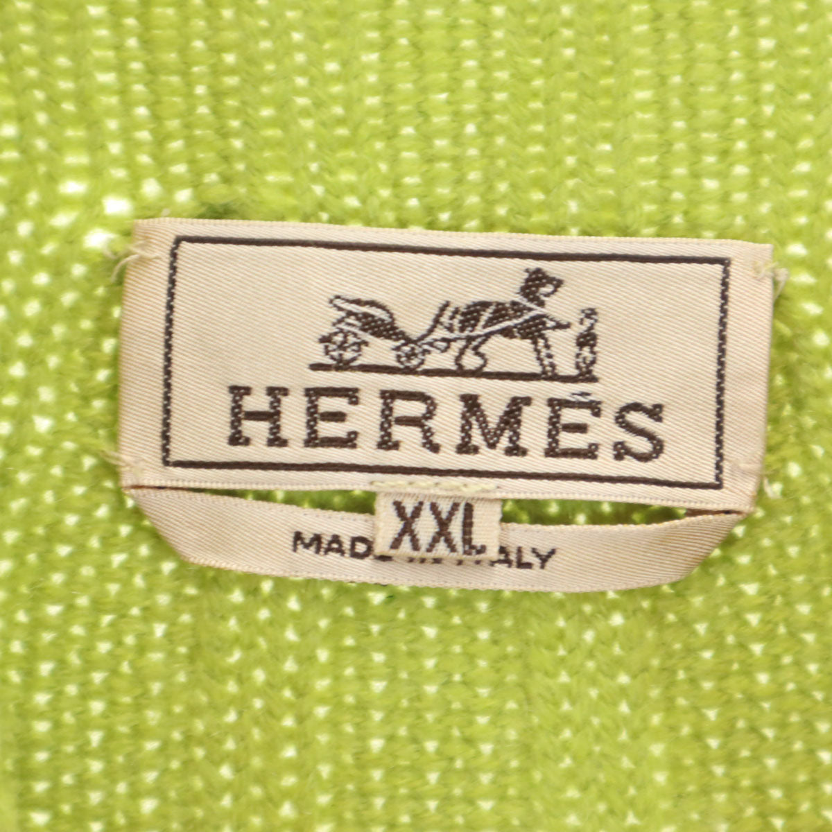 HERMES Cashmere Long Sleeve Half Zip Sweater Green Size XXL