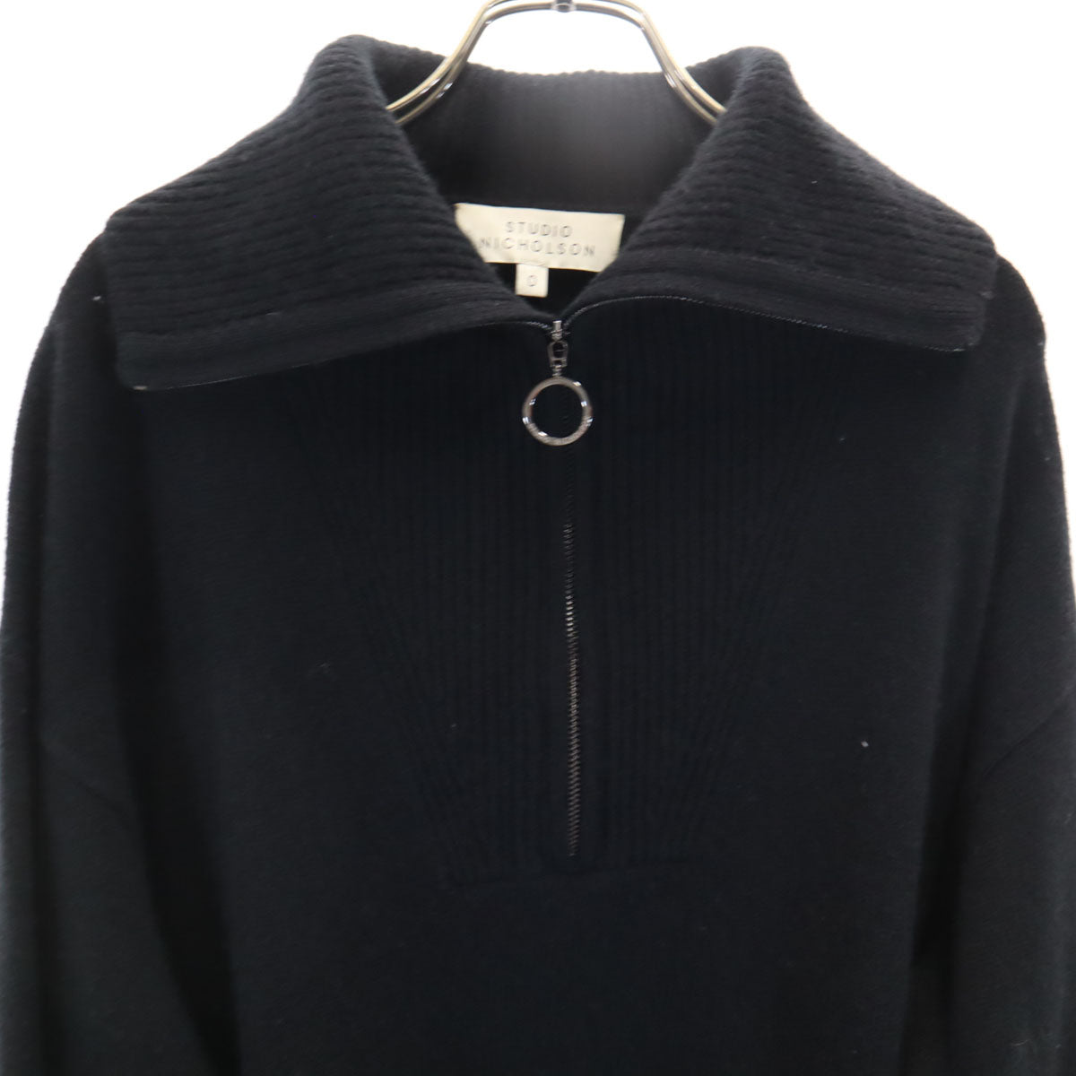 STUDIO NICHOLSON Half-Zip Sweater Black