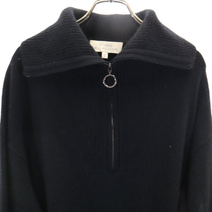 STUDIO NICHOLSON Half-Zip Sweater Black
