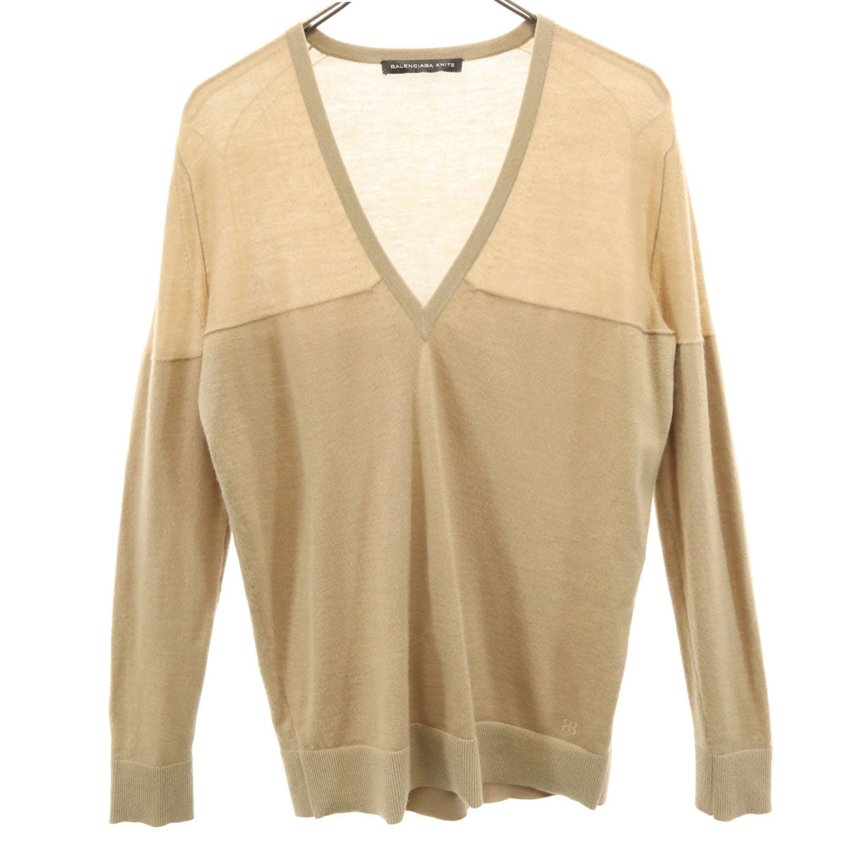 BALENCIAGA V-Neck Sweater Beige Size 38
