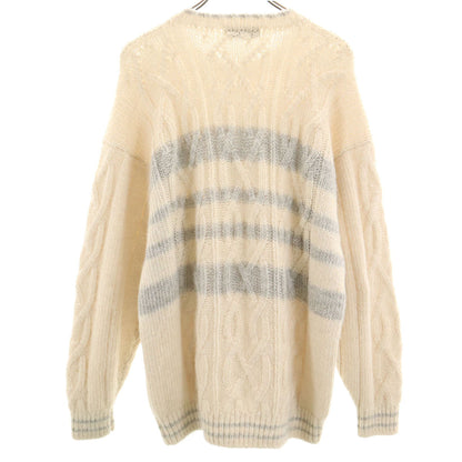 YVES SAINT LAURENT 90s Ecru Striped Sweater Size L