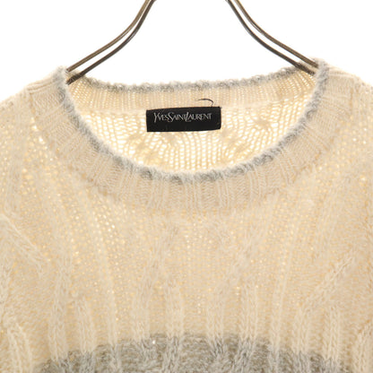 YVES SAINT LAURENT 90s Ecru Striped Sweater Size L