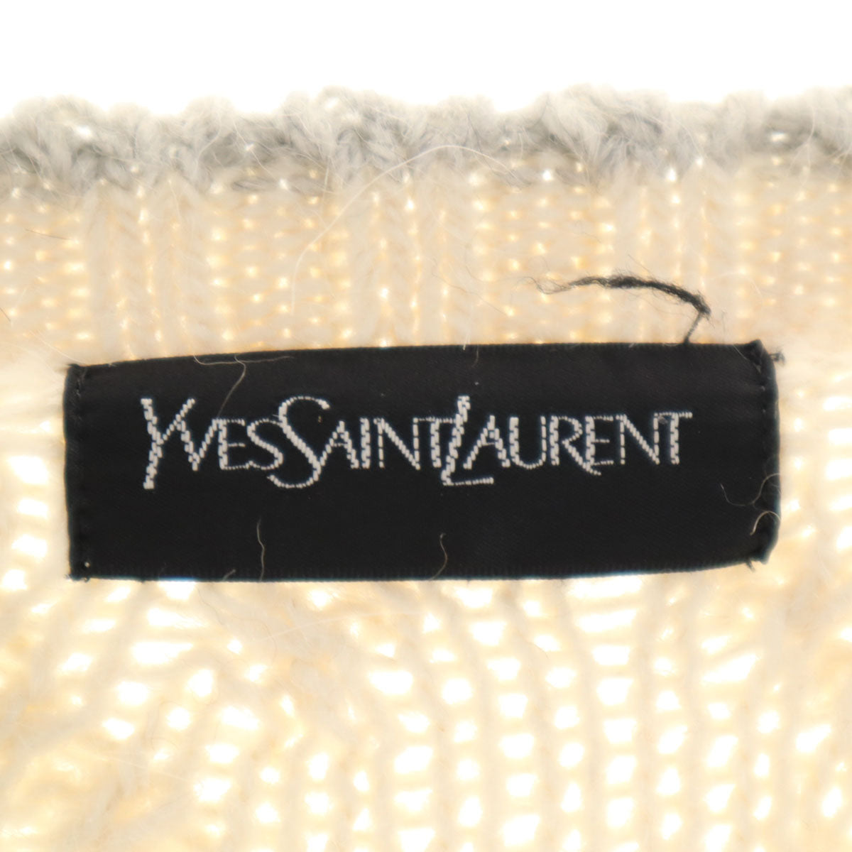 YVES SAINT LAURENT 90s Ecru Striped Sweater Size L