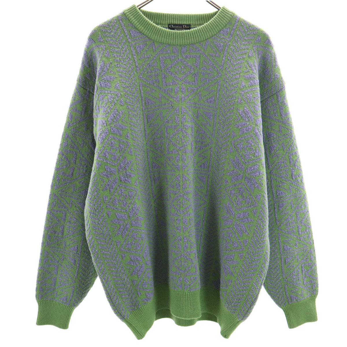 Christian Dior MONSIEUR 90s Long Sleeve Pattern Sweater Green Size L