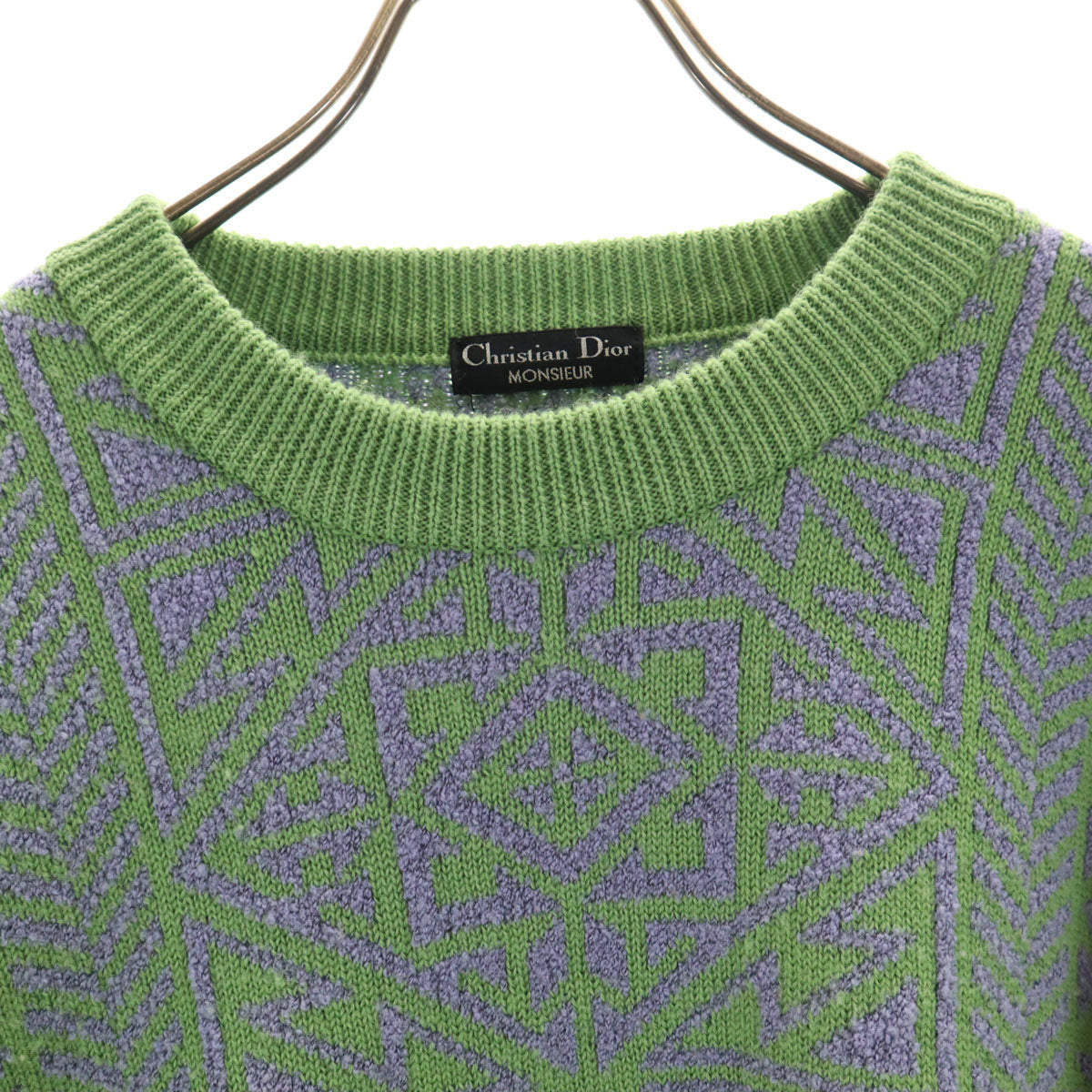 Christian Dior MONSIEUR 90s Long Sleeve Pattern Sweater Green Size L