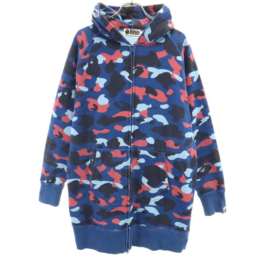 Bape A BATHING APE Camo Long Sleeve Zip Hoodie Blue Size S
