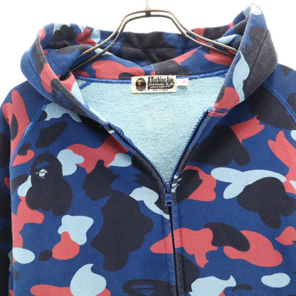 Bape A BATHING APE Camo Long Sleeve Zip Hoodie Blue Size S