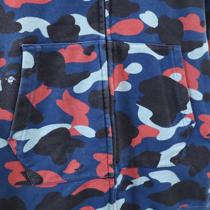 Bape A BATHING APE Camo Long Sleeve Zip Hoodie Blue Size S