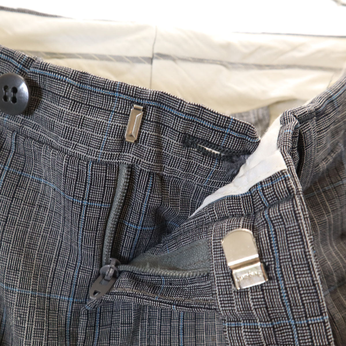 SAINT LAURENT 70s/80s Rive Gauche Check Suit Gray Size 50