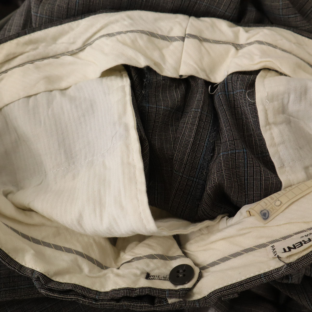 SAINT LAURENT 70s/80s Rive Gauche Check Suit Gray Size 50