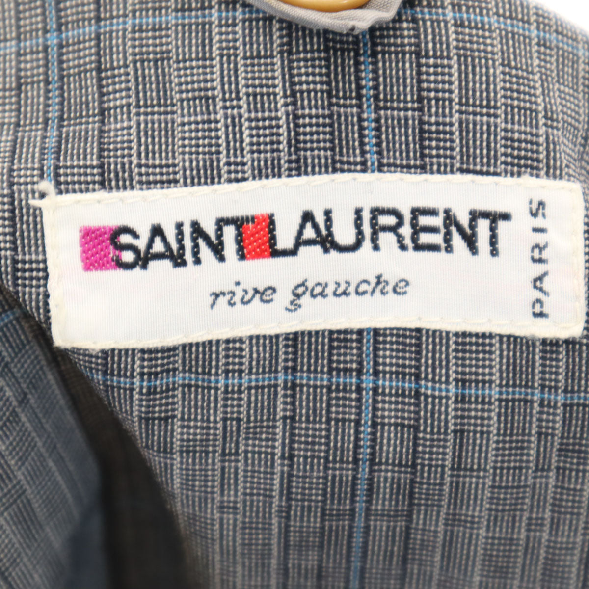SAINT LAURENT 70s/80s Rive Gauche Check Suit Gray Size 50