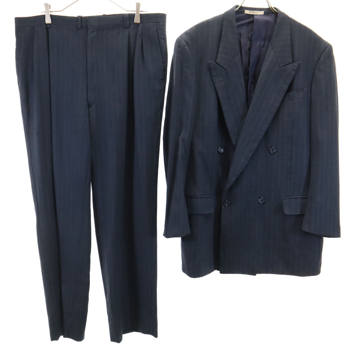 GIVENCHY 90s Striped Double-Breasted Suit Navy Size 102-98-180