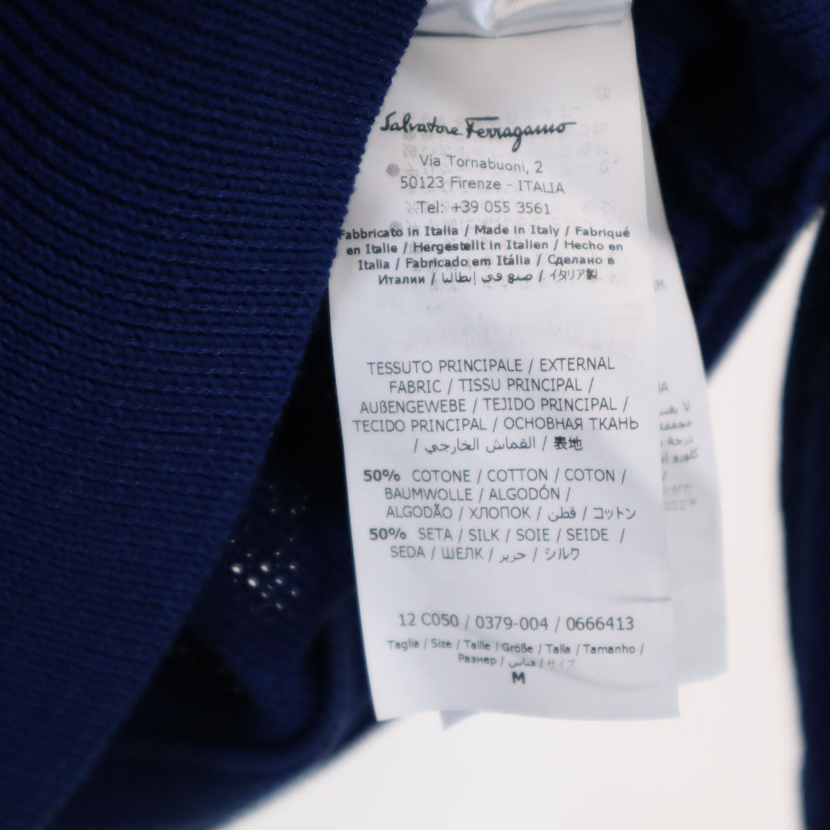 Salvatore Ferragamo Long Sleeve V-Neck Sweater Navy Size M