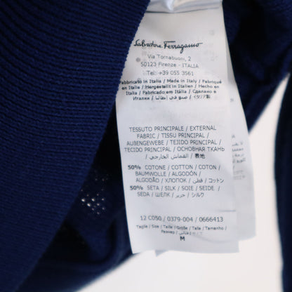 Salvatore Ferragamo Long Sleeve V-Neck Sweater Navy Size M