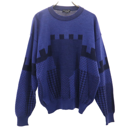Christian Dior MONSIEUR 90s Patterned Sweater Blue Size L