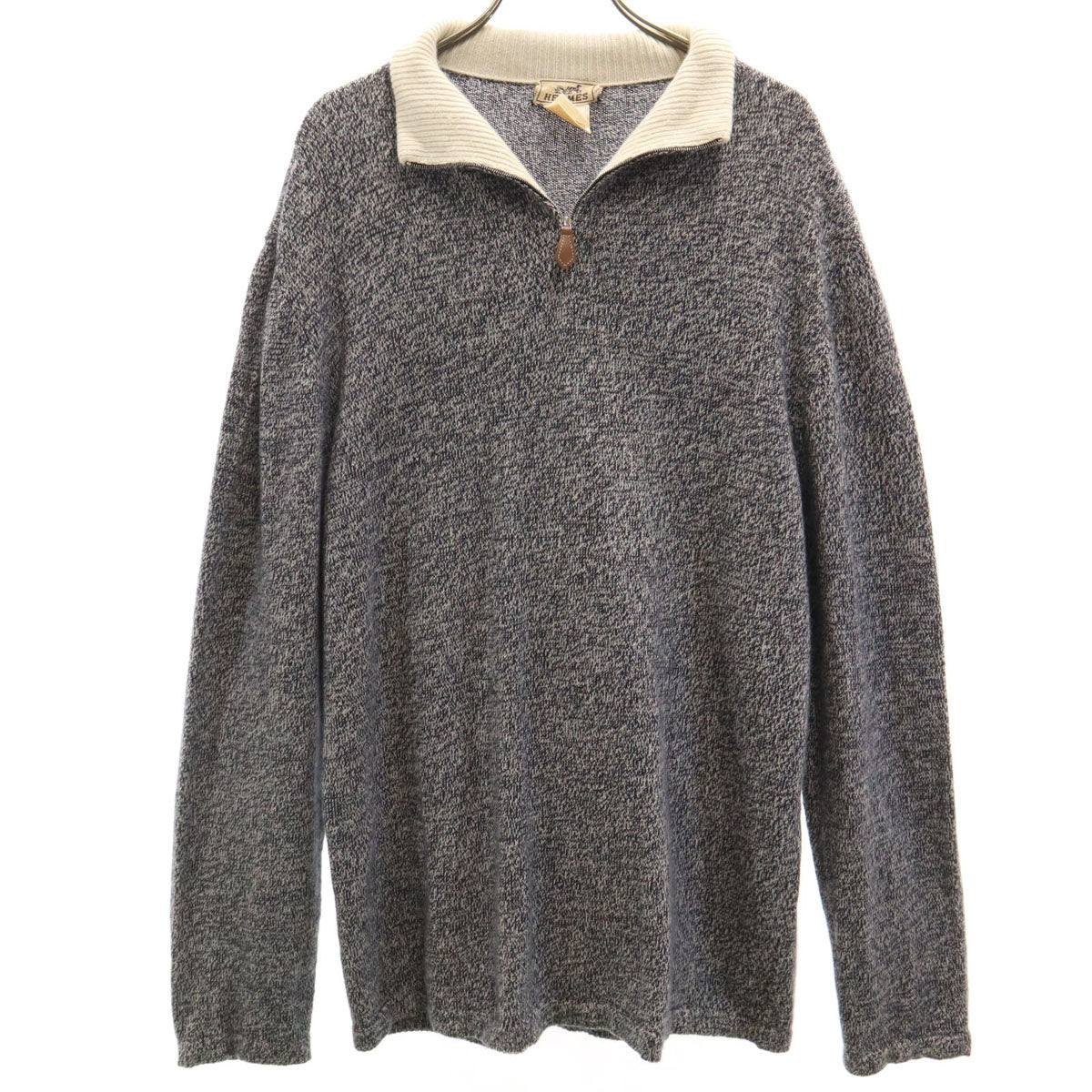 HERMES 90s Italian Half-Zip Multi Knit Sweater Size XXL