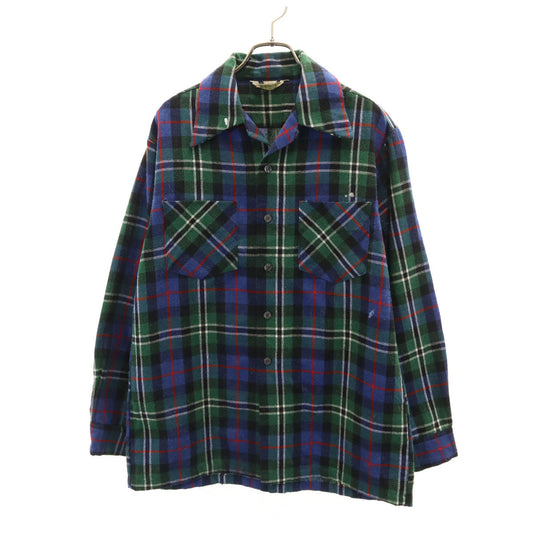Dutchmaid 60s 70s Vintage Open Collar Shirt Blue Size L
