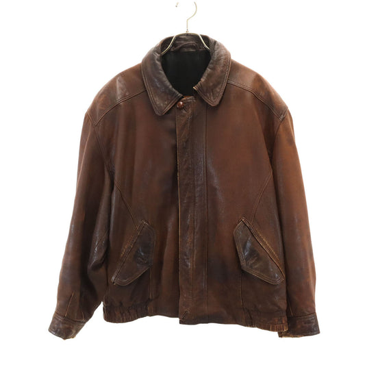 LOEWE 80s 90s Vintage Leather Jacket Brown Size 54