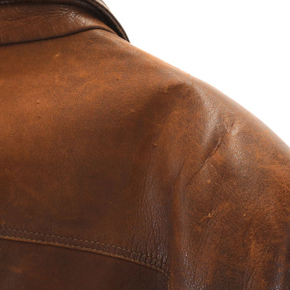 LOEWE 80s 90s Vintage Leather Jacket Brown Size 54