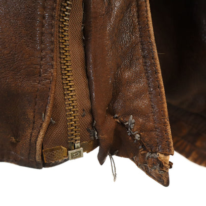 LOEWE 80s 90s Vintage Leather Jacket Brown Size 54