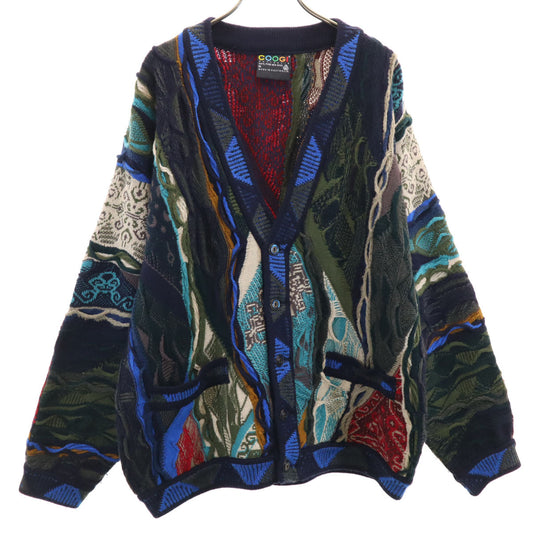 COOGI 90s Australia 3D Knit V-Neck Cardigan Multi Size M