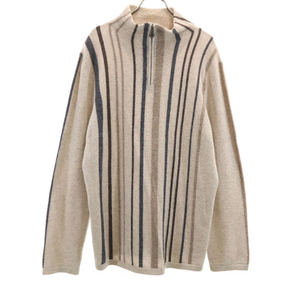 HERMES Italian Cashmere Stripe Half-Zip Sweater Size XL