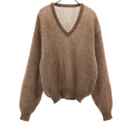 Vintage 70s Mohair Blend V-Neck Sweater Brown