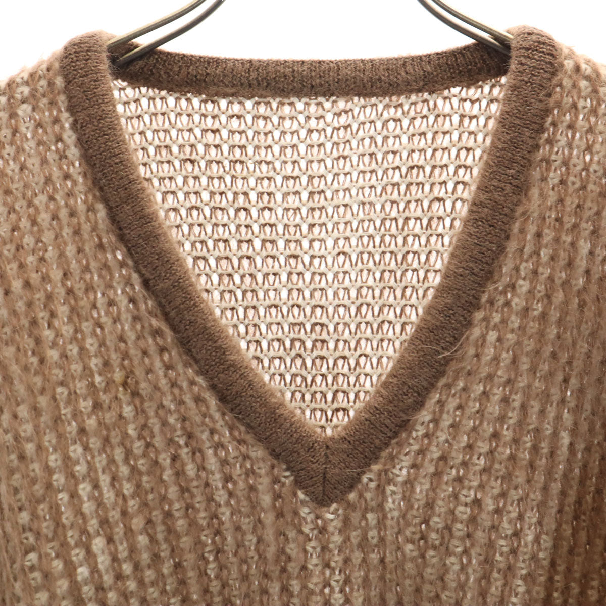 Vintage 70s Mohair Blend V-Neck Sweater Brown