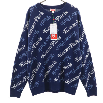 KENZO All-Over Logo Knit Sweater Navy Size S