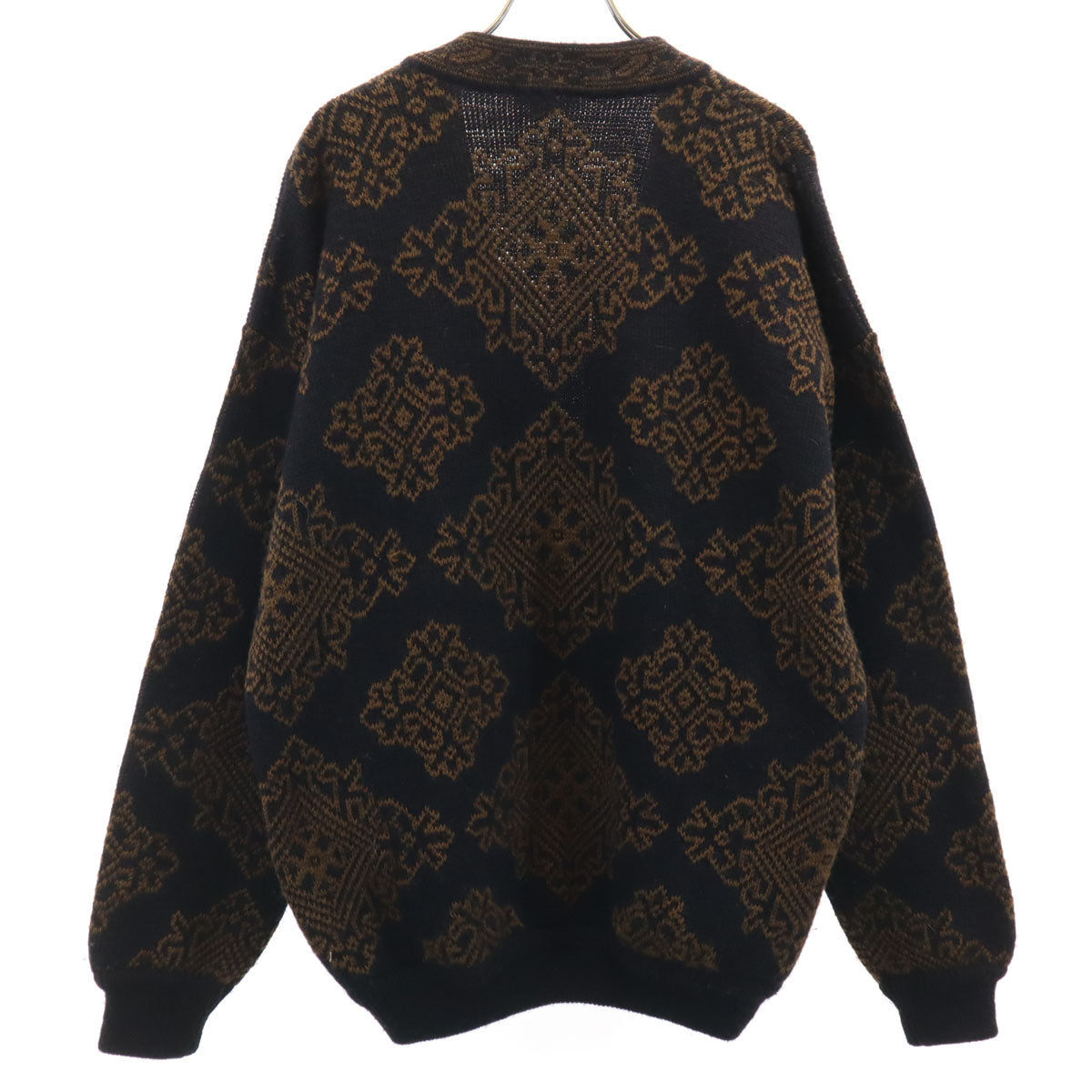 KENZO 90s Italian Patterned V-Neck Cardigan Black Size 2
