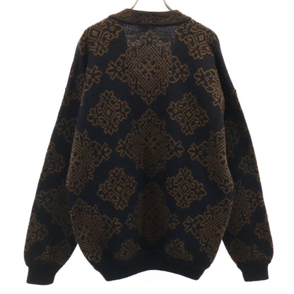 KENZO 90s Italian Patterned V-Neck Cardigan Black Size 2