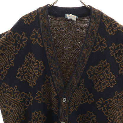 KENZO 90s Italian Patterned V-Neck Cardigan Black Size 2