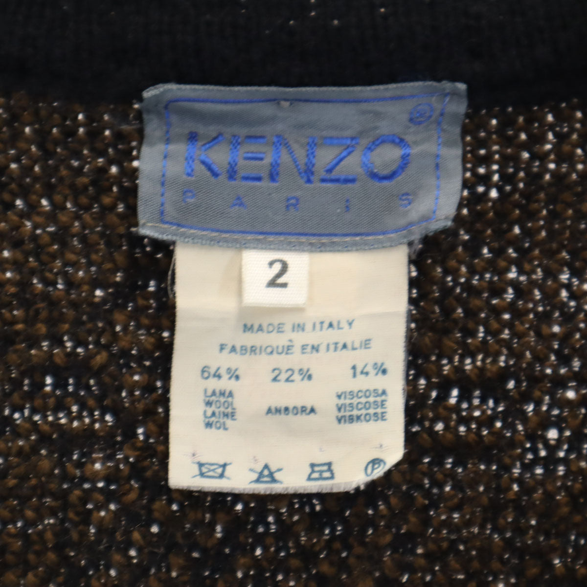 KENZO 90s Italian Patterned V-Neck Cardigan Black Size 2