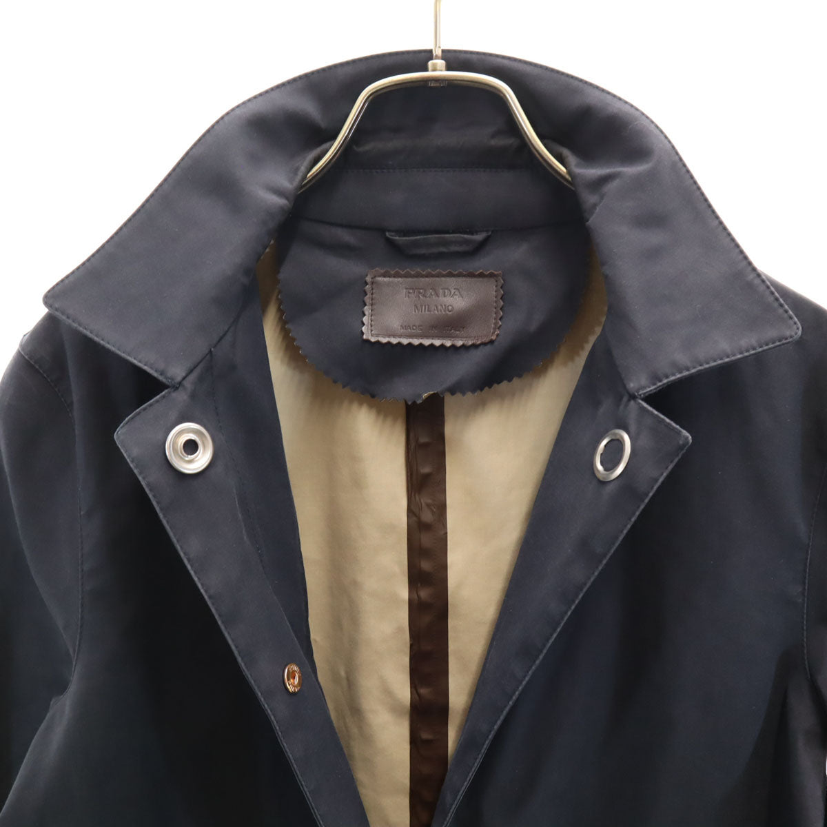 PRADA Stand Collar Coat Navy Size 40