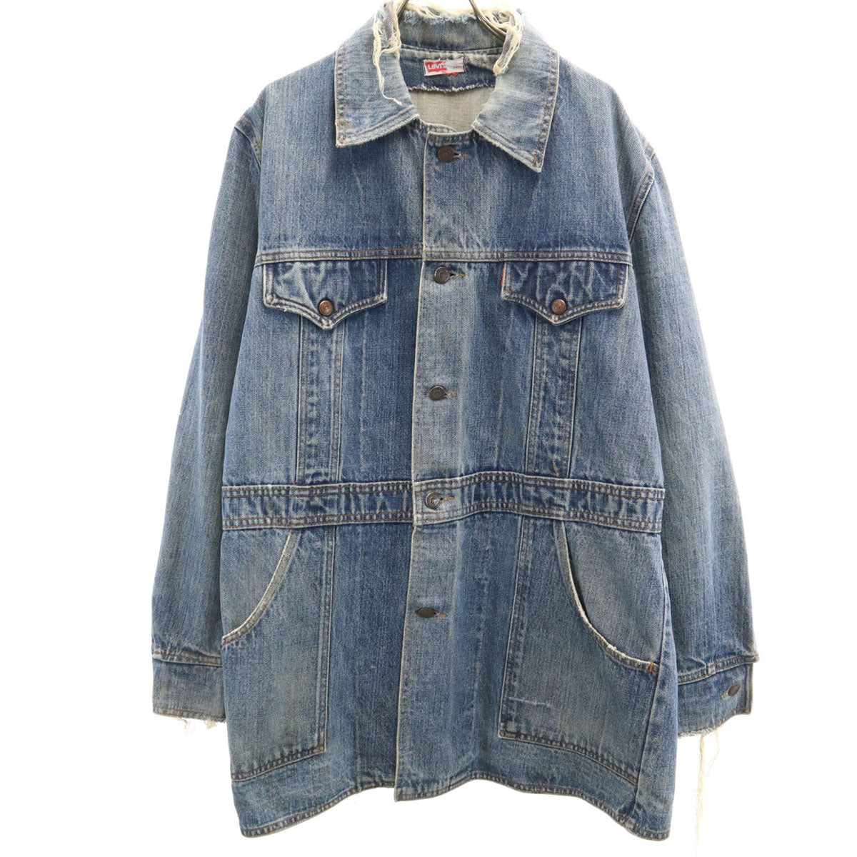 Levi's 70s Vintage Long Bush Denim Jacket Washed Blue Size L