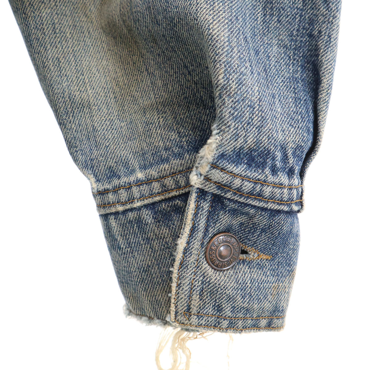 Levi's 70s Vintage Long Bush Denim Jacket Washed Blue Size L