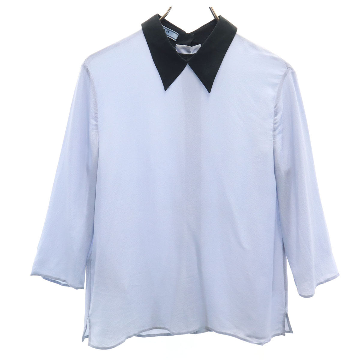 PRADA Blue Gray 3/4 Sleeve Blouse Size 40
