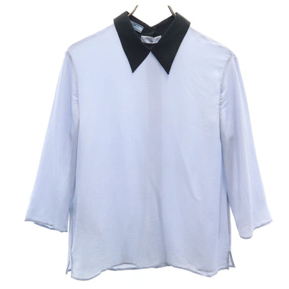 PRADA Blue Gray 3/4 Sleeve Blouse Size 40