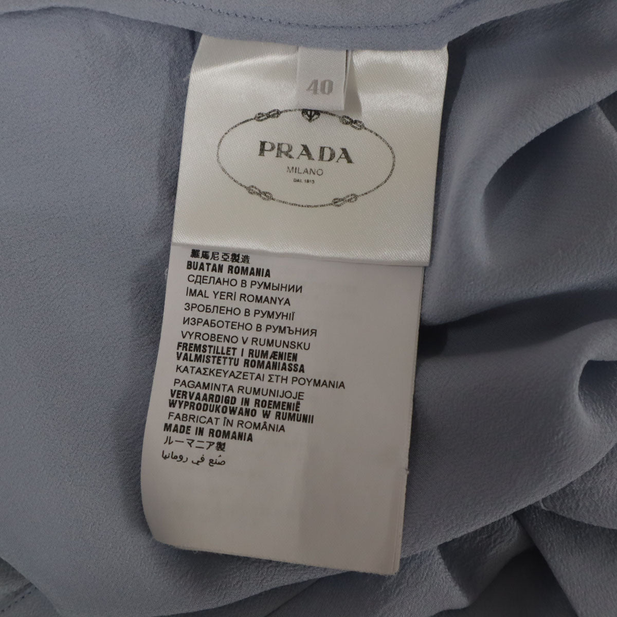 PRADA Blue Gray 3/4 Sleeve Blouse Size 40