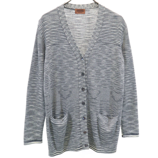 Missoni Striped Knit V-Neck Cardigan Charcoal Gray Size 44