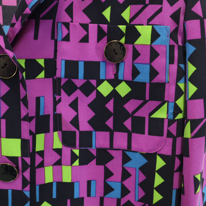 GIVENCHY 90s Geometric Oversized Shirt Purple Size 42