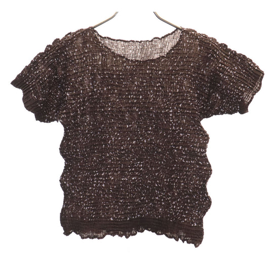 ISSEY MIYAKE 90s Pleated All-Over Cutsew Brown Size M