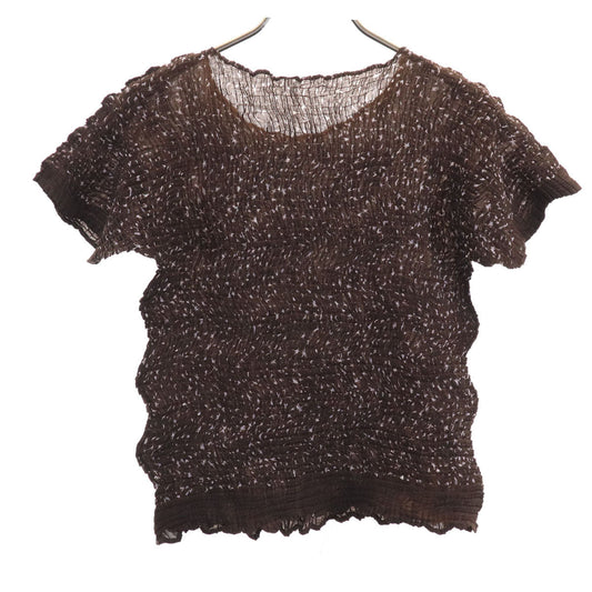 ISSEY MIYAKE 90s Pleated All-Over Cutsew Brown Size M