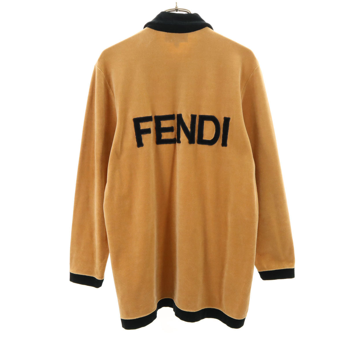 FENDI 90s Made in Italy Velour Half-Zip Polo Brown Size 40